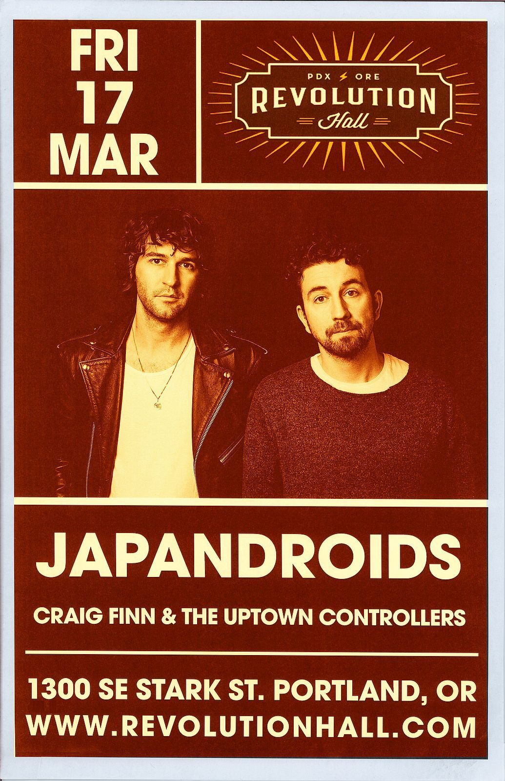 JAPANDROIDS 2017 Gig POSTER Portland Oregon Concert Craig Finn Hold Steady