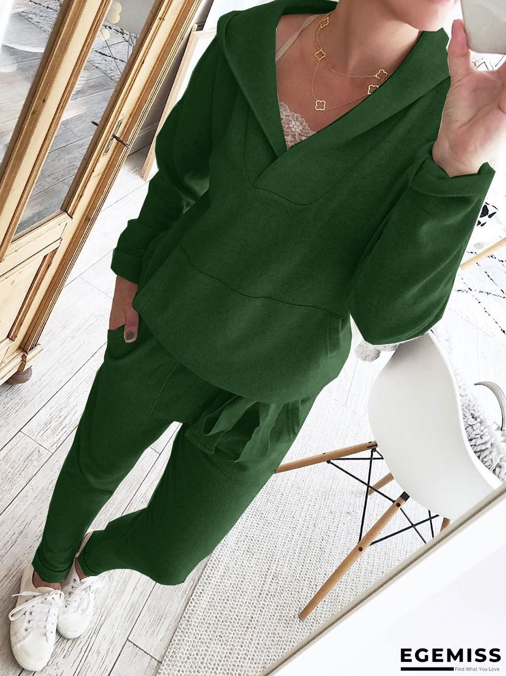 Hoodie Knitted Two Pieces Pants Sets Suits | EGEMISS