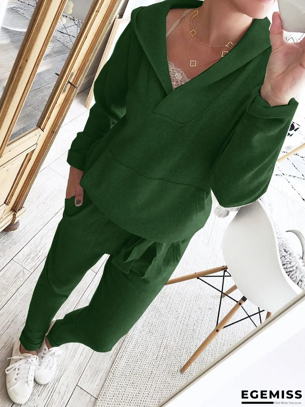 Hoodie Knitted Two Pieces Pants Sets Suits | EGEMISS