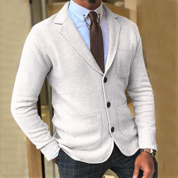 Men's Business Casual Suit Collar Knit Cardigan