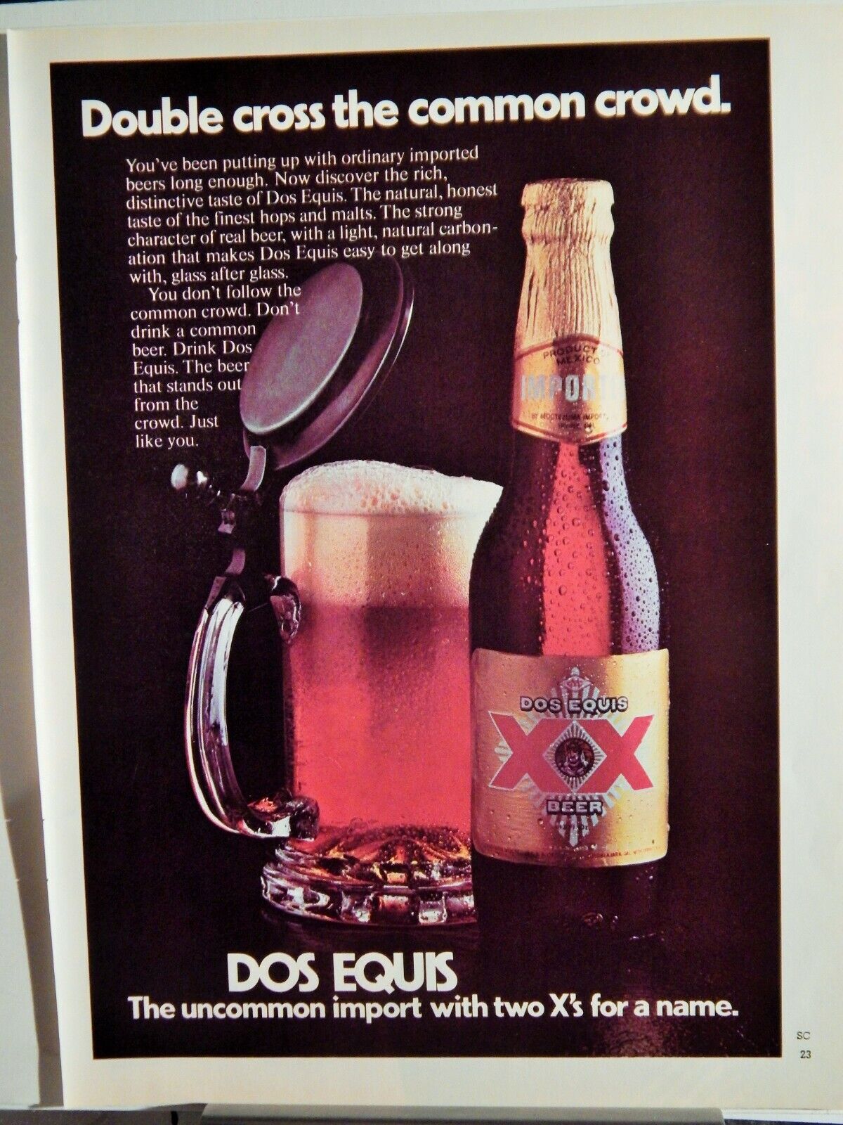 DOS EQUIS BEER / BOOTH'S LONDON DRY GIN ORIG. VTG 1977 Photo Poster painting AD,