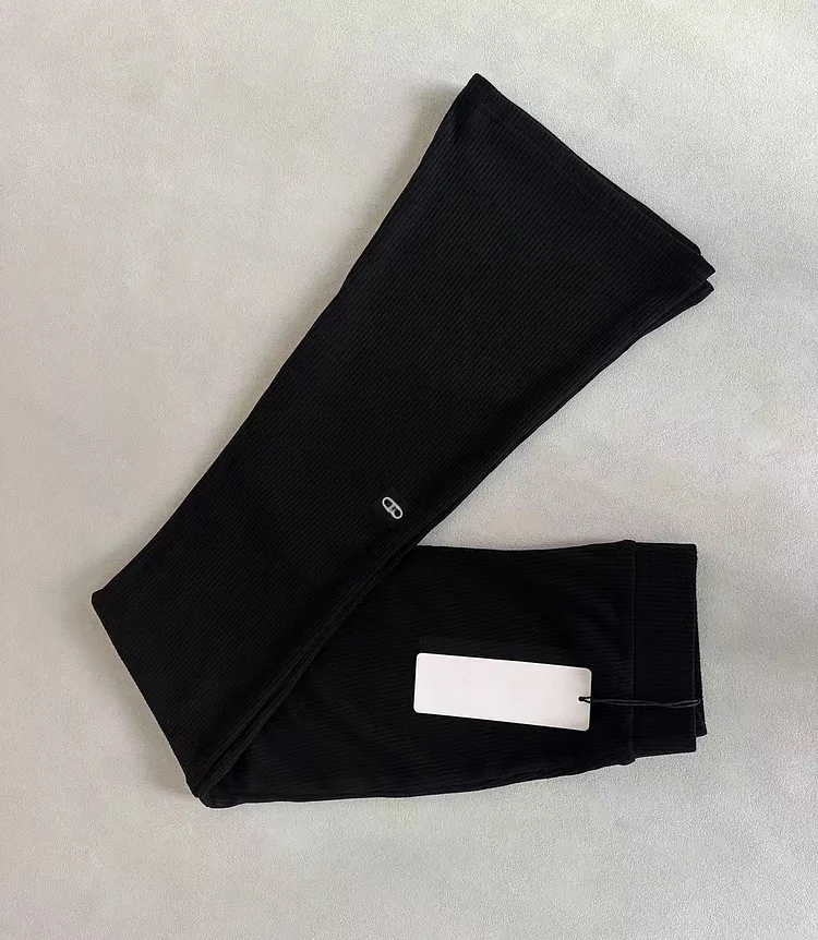 High Waist Elastic Casual Pure Color Ribbed Pants for Women Fashionable Simple Design Comfortable Stretchy Long Trousers