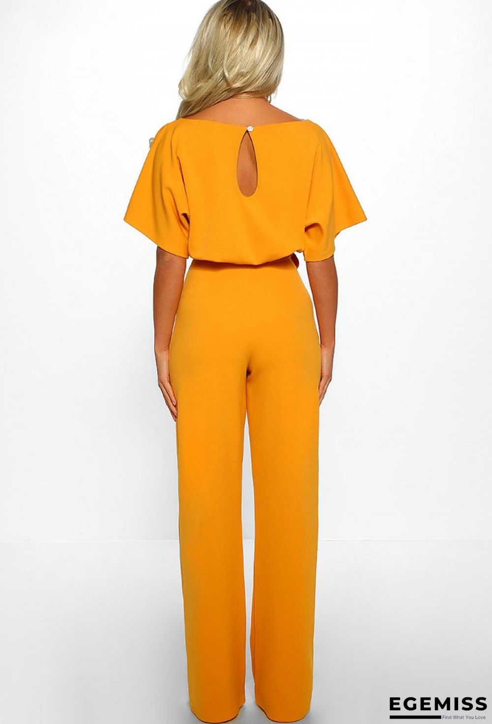 Button Lace-up Short-sleeved Jumpsuit | EGEMISS