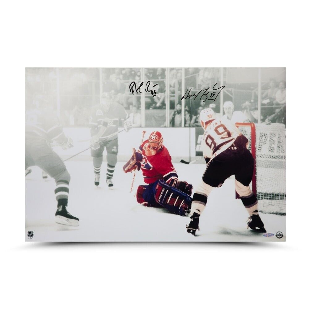 Wayne Gretzky Patrick Roy Signed Auto 16X24 Photo Poster painting 1993 Stanley Cup Game 4 UDA