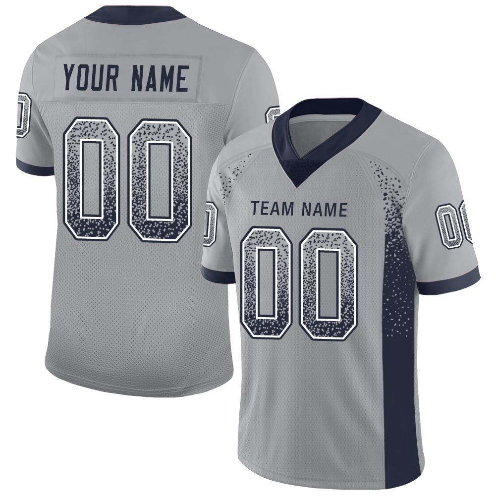 Custom Light Gray Navy-White Mesh Drift Fashion Football Jersey | captainssportss.com
