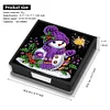 (US Local)5D DIY PU Snowman Diamond Painting Notecard Box Gem Art Sticky Note Holder