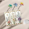 3Pcs DIY Pearl Painting Cross and Flowers Bookmark with Butterfly Pendant Home Office Supplies Gift for Book Lovers