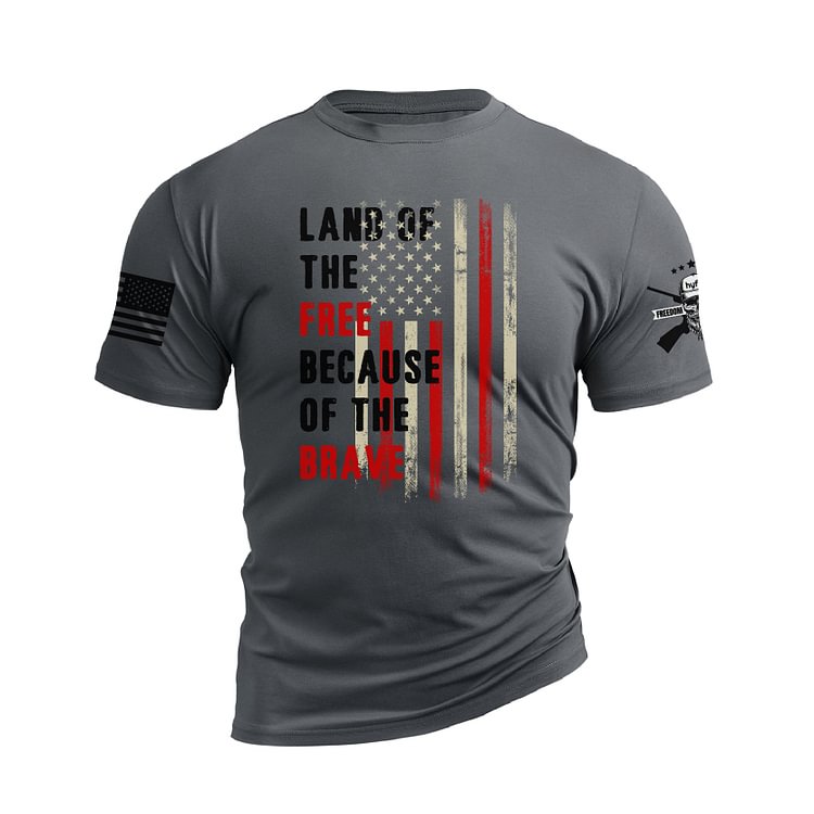 LAND OF THE FREE BECAUSE OF THE BRAVE WATERPROOF GRAPHIC TEE