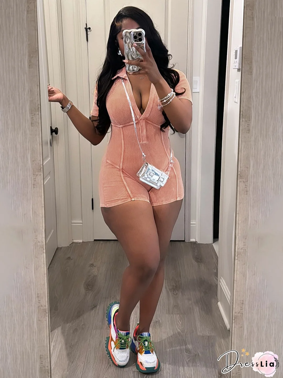 Long Sleeve Turtleneck Skinny Women Zipper Rompers