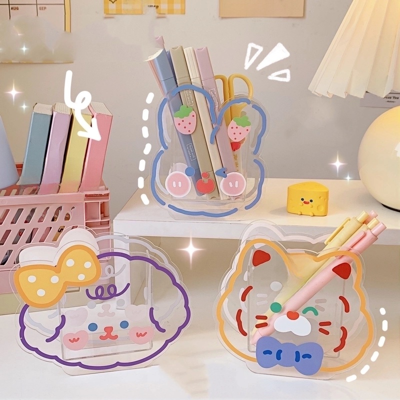 Pen Holder Creative Acrylic Cute Desktop Stationery Pen Holder Storage Box