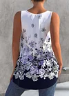 Plus Size Floral Print Round Neck Casual Loose Tank Top
