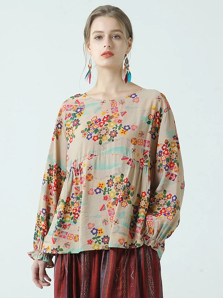 Women Floral Roomy Cotton T Shirt M-2XL