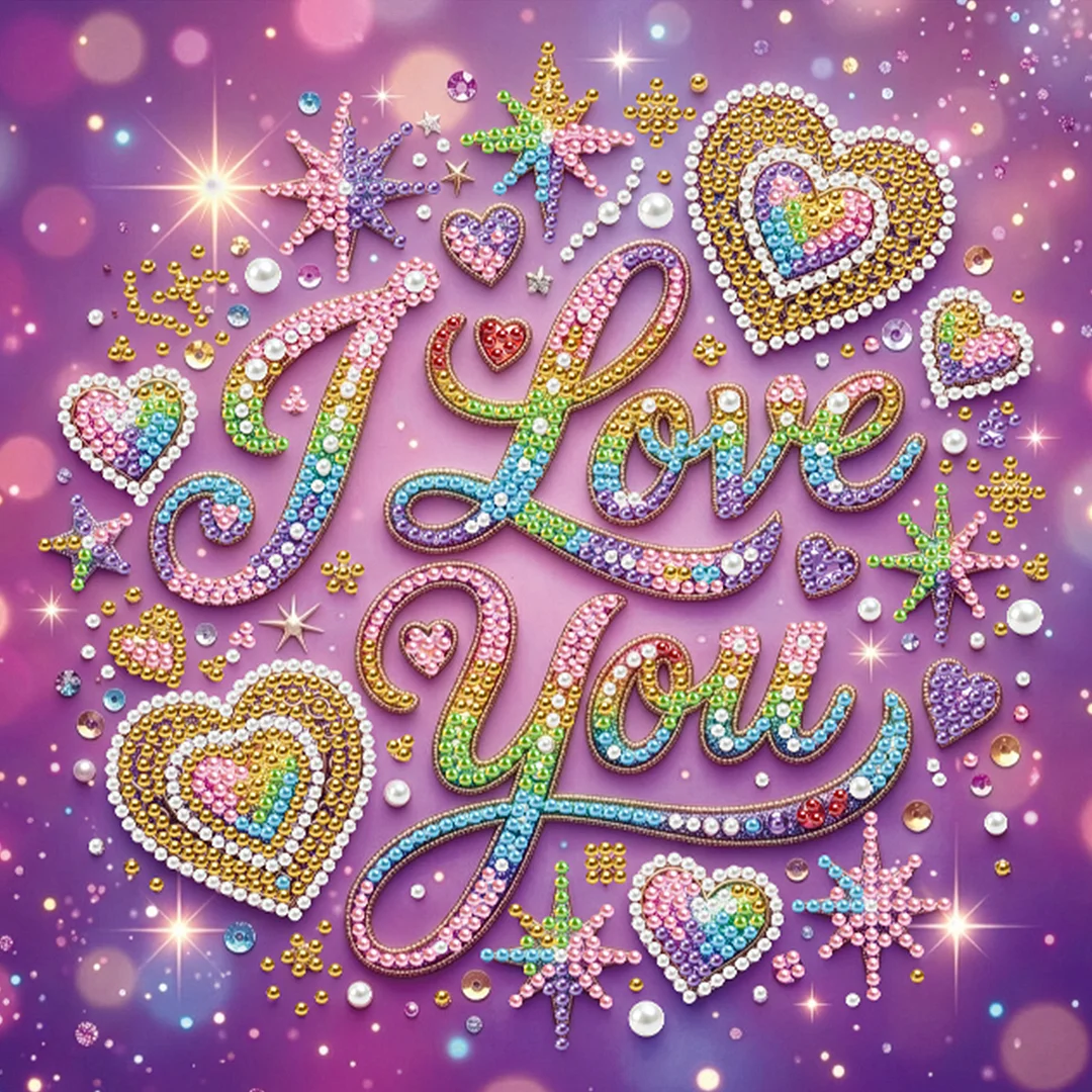 I Love You - DIY Pearl Diamond Art Kit With Frame 25*25cm
