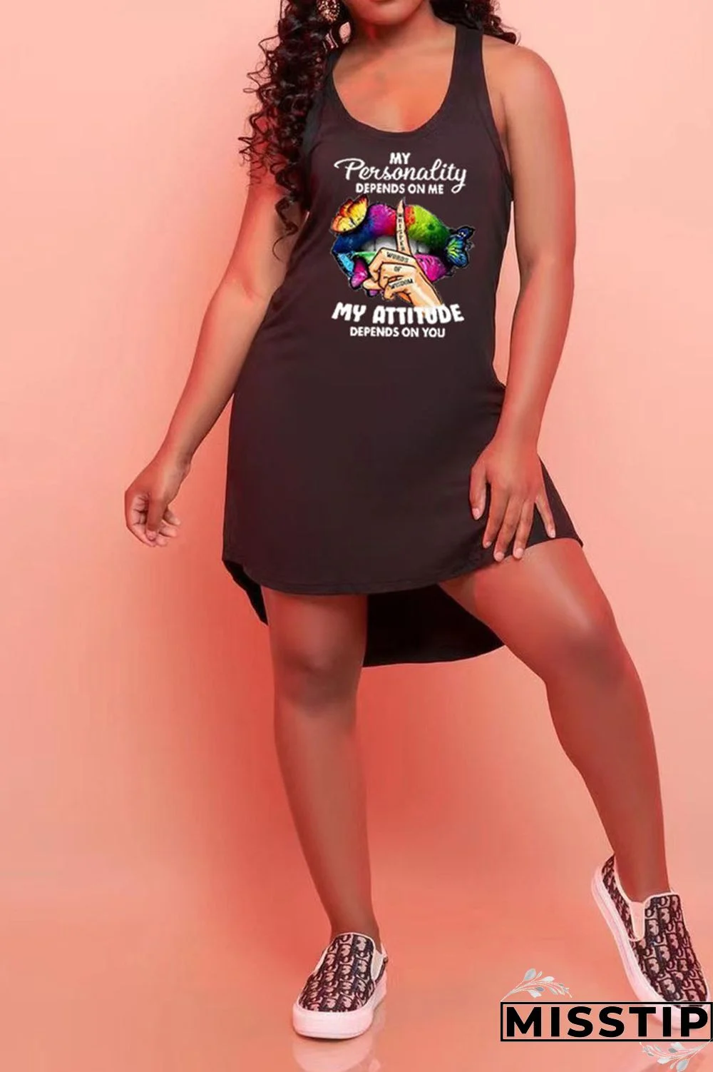 Blue Casual Print Patchwork U Neck Straight Dresses