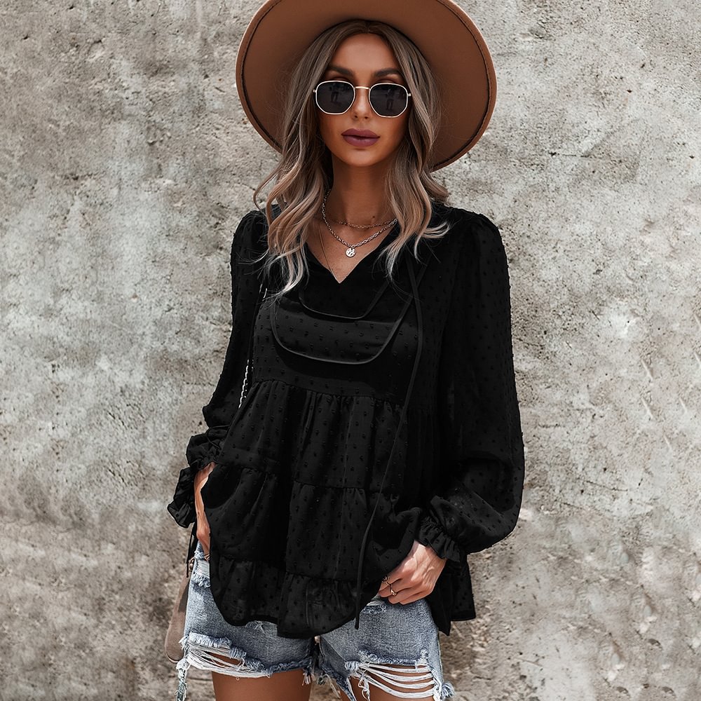 Diyun Design Fashion Women's Wear Shirt Collar Sexy Tops