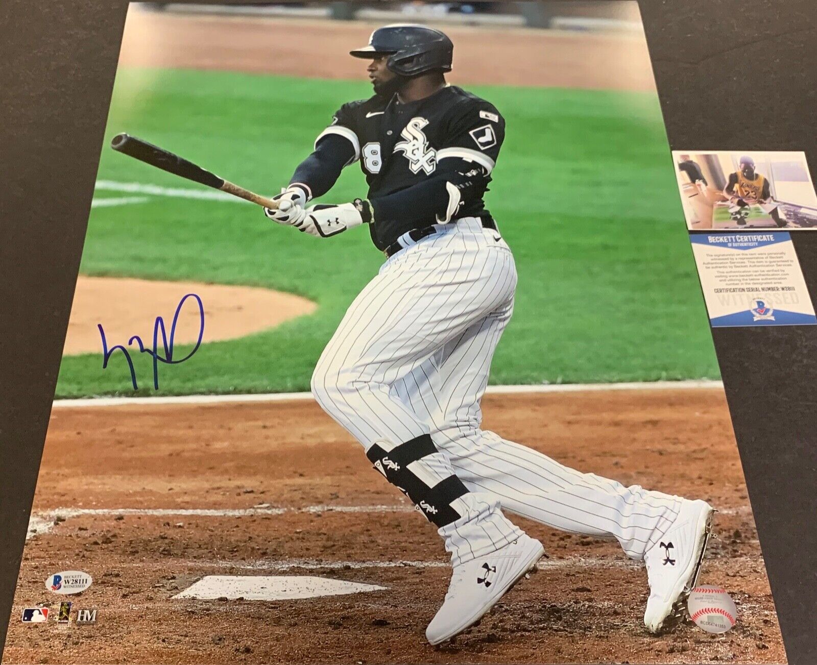 Luis Robert White Sox Signed 16x20 Photo Poster painting Beckett WITNESS COA 1st MLB Hit b