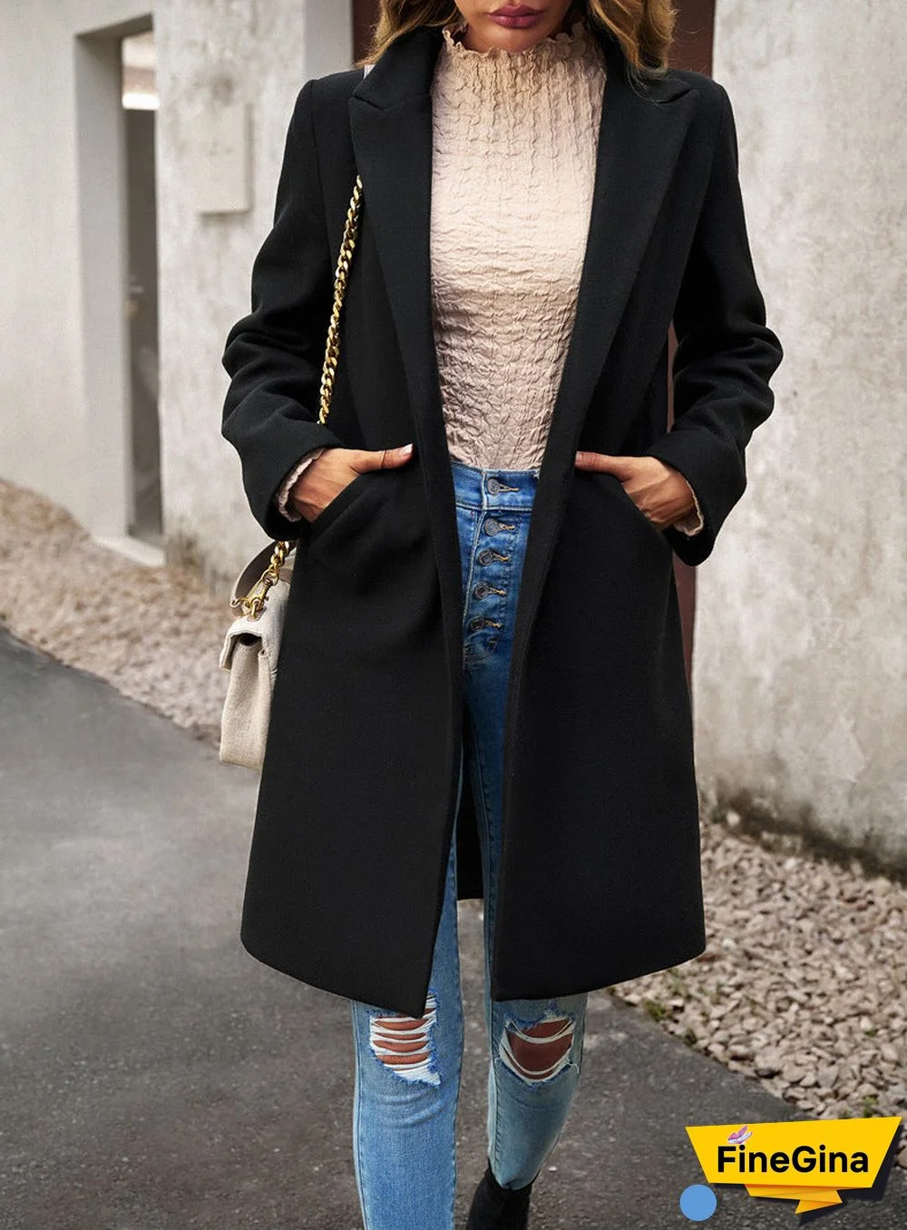 Vintage Plain Long Sleeve Jacket