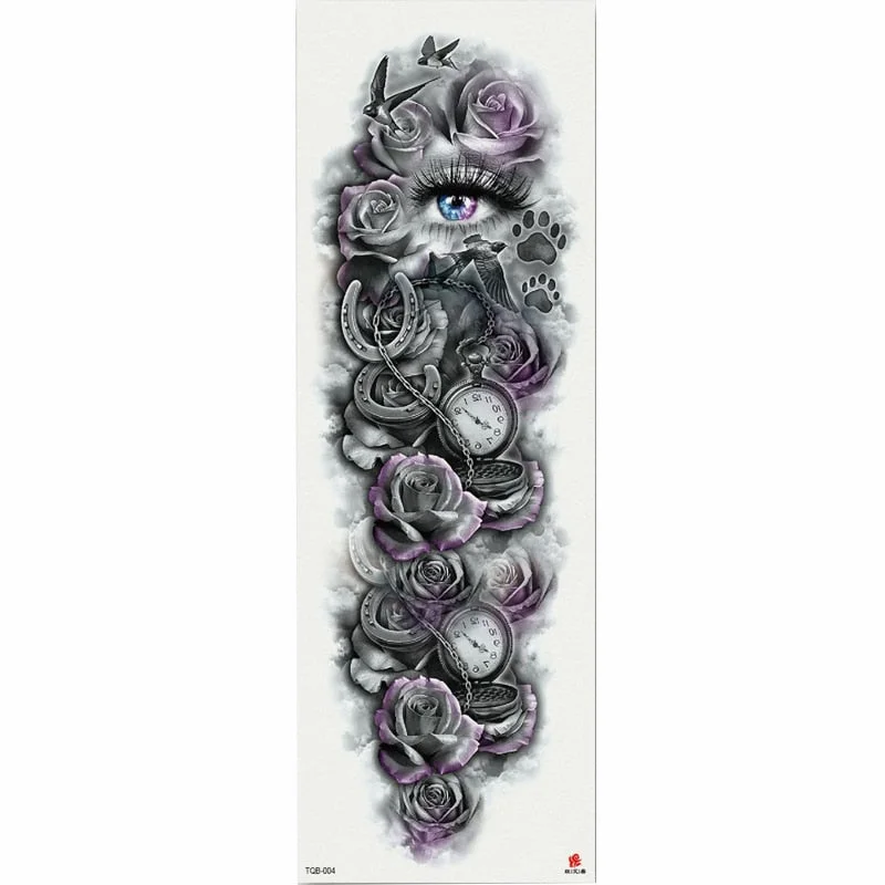 1 Piece Temporary Tattoo Sticker Moon tree rose flower pattern Full Flower Tattoo with Arm Body Art Big Large Fake Tattoo