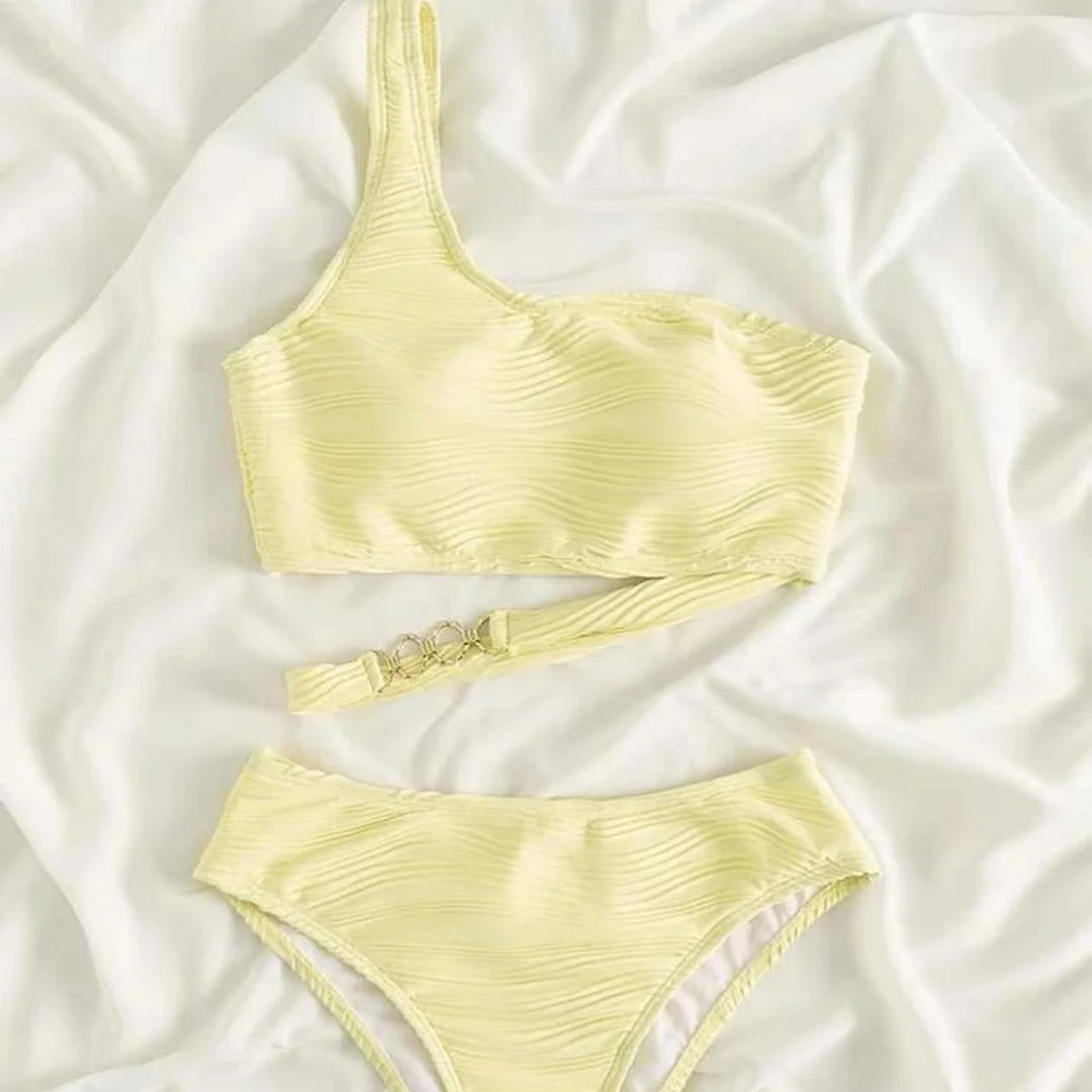 Churchf 2023 New Split Irregular Split One-Shoulder Split Swimsuit Bikini