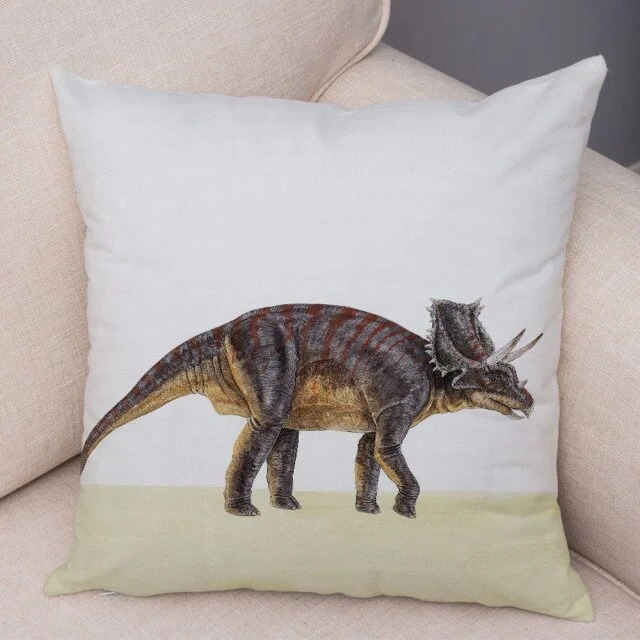 Linen Pillow Case - Jurassic Cartoon Dinosaur