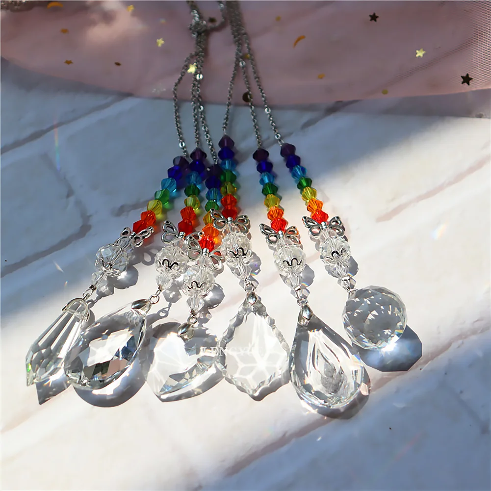 Cartoon Crystal Pendant Necklace Heart Leaf Jewelry Charm Fashion Accessory