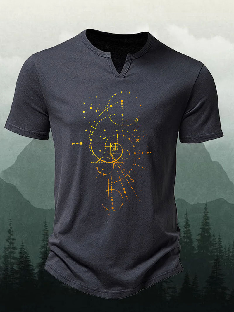 Men's Gold Edition Fibonacci Henry Collar Short-Sleeve Shirt