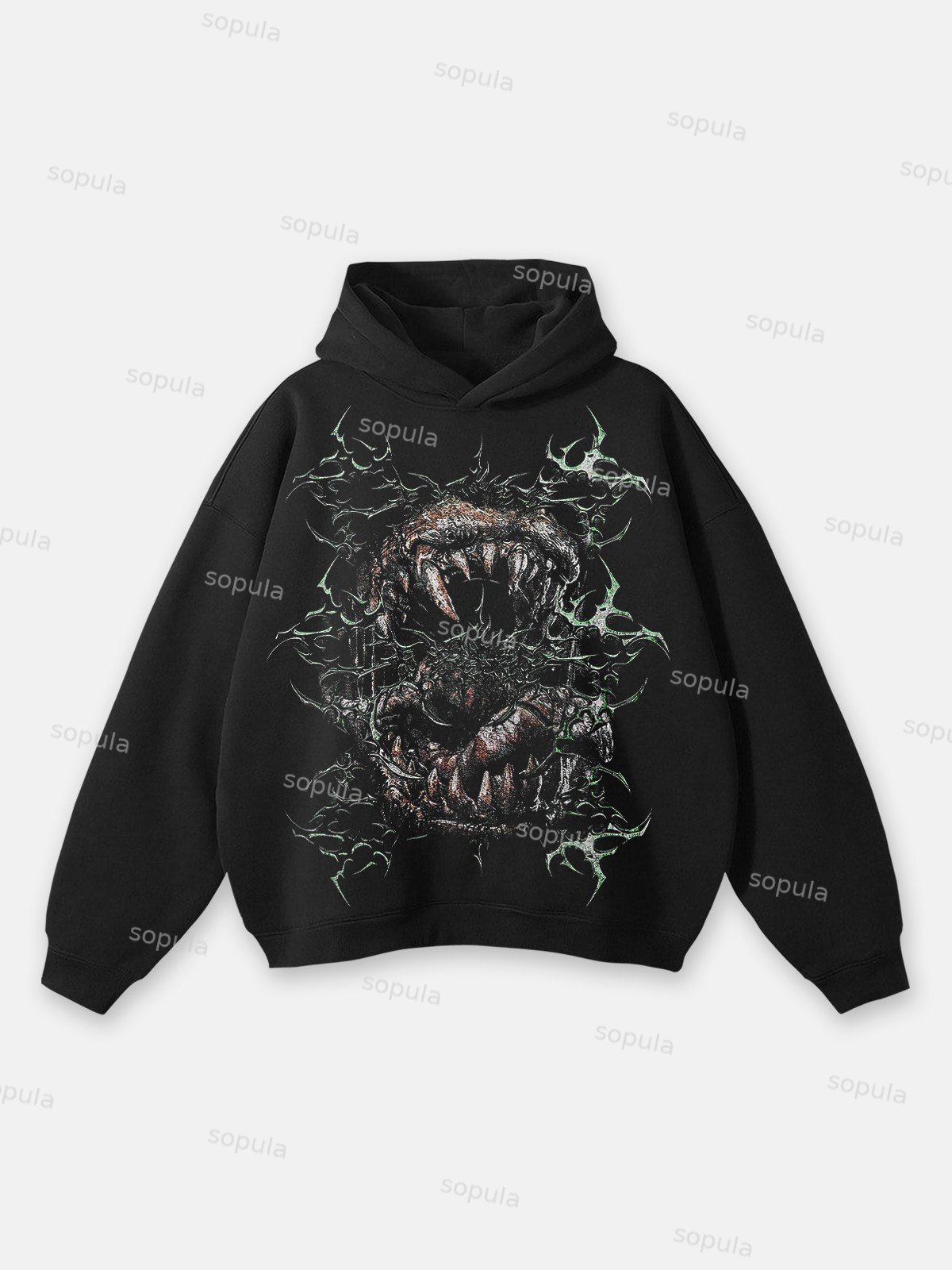 Sopula Vintage Spiked Monster Graphic Hoodie - SOPULA