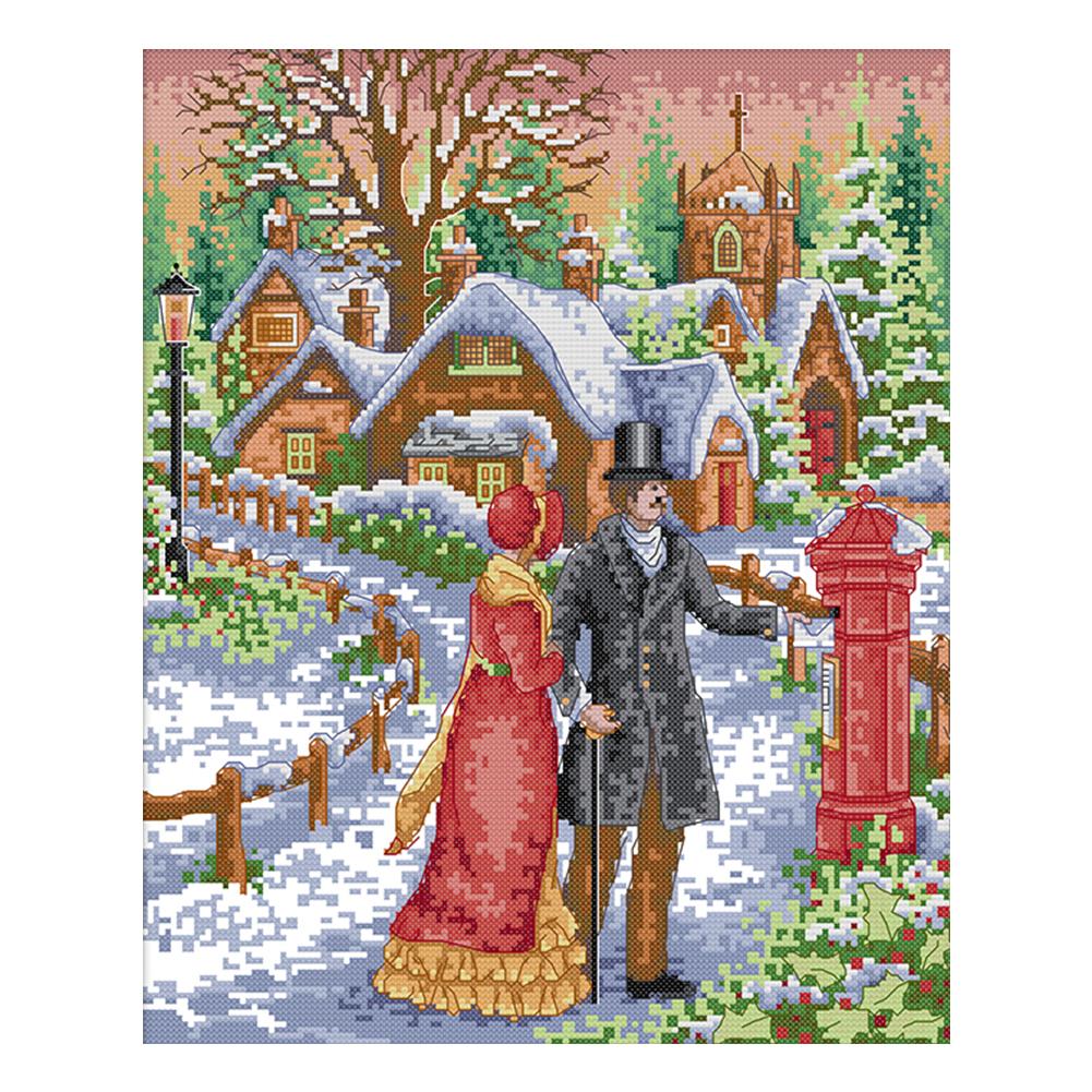 

Snow Walk - 14CT Stamped Cross Stitch - 33*40cm, 501 Original