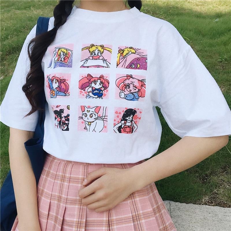 Sailor Moon Kawaii Fashion Summer Tshirt weebmemes