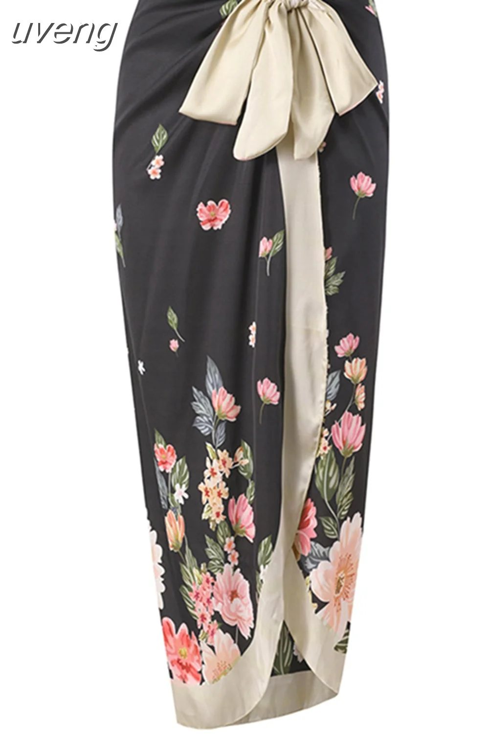 uveng New Fashion One Piece Swimsuit and Skirt Women Reversible Swimwear Luxury Bowknot Beach Dress Brazilian Bathing Suit Summer