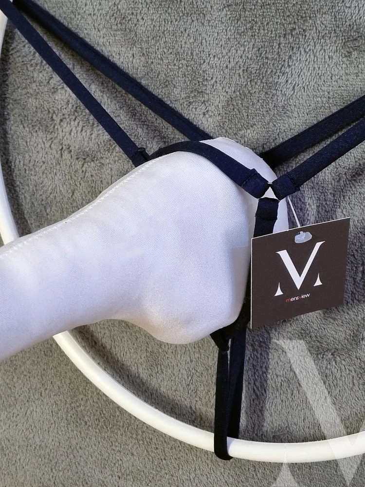 pornhint Pornhint Pricus Solid Dark Blue MV-62C9T Extreme Ouvert Harness Mens Ring-Back String - Handmade Men Underwear Swimwear cock necklace