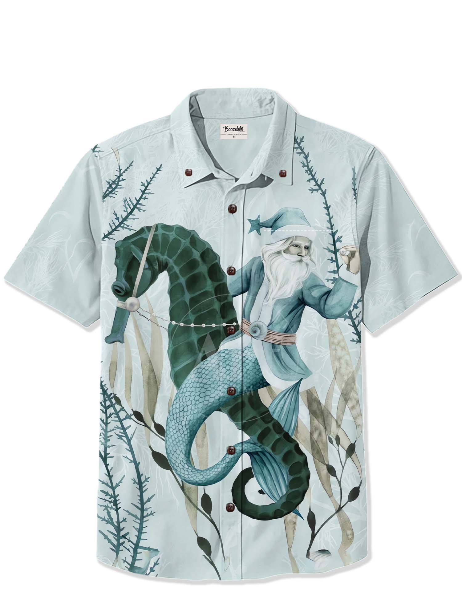 Christmas Seahorse and Santa Claus - 100% Cotton Shirt