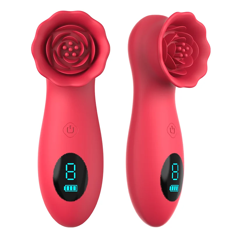 Lcd Display 9 Tapping Modes Rose Clit Vibrator - Rose Toy