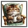 Cat Drinking Coffee-11CT Stamped Cross Stitch 40*40cm/15.75*15.75in