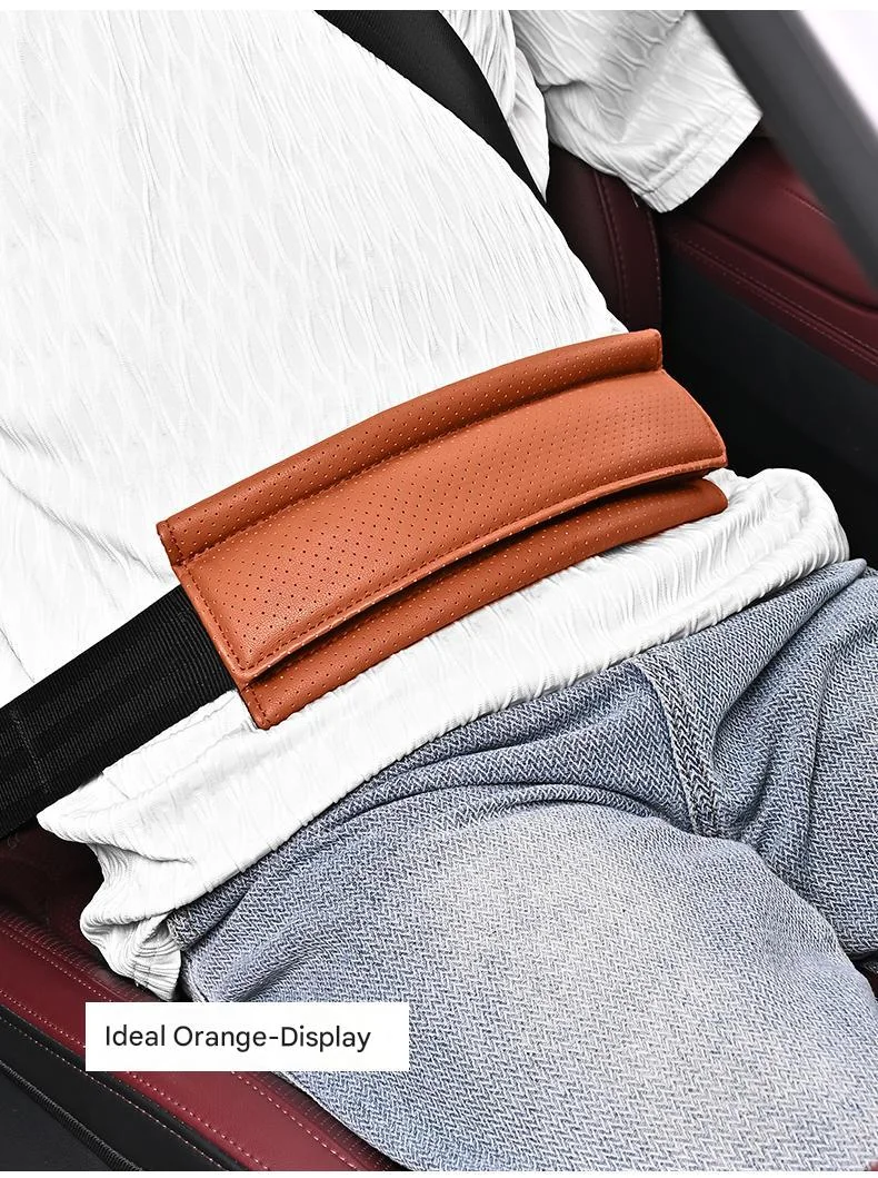 Car seat belt abdomen/shoulder anti-strangulation leather cover