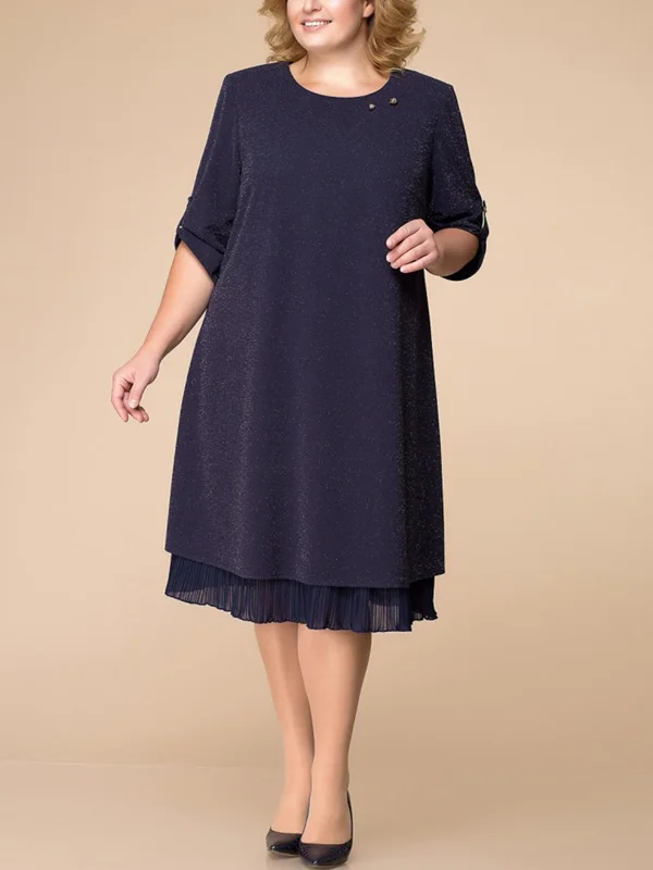 Round neck solid lace dress