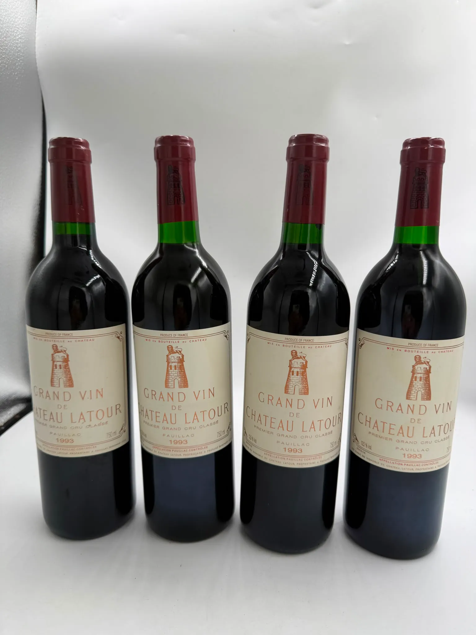 【1833-1836】拉圖城堡紅葡萄酒 Ch&acirc;teau Latour 1993&nbsp;合共 4 支｜完美全品相｜ 友誠酒藏
