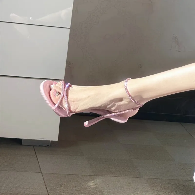 Breakj Breakj And Summer 2025 New Water Drill Letter High Heels Sexy Dew Fine Heel King With Sandals Women Shoes