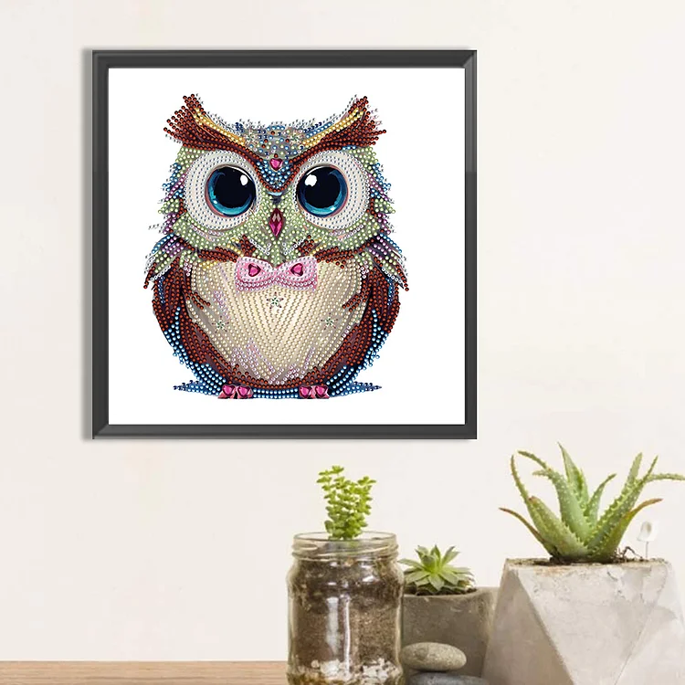 Owl with Flowers - Partial Drill - Special Diamond Painting(30*30cm)