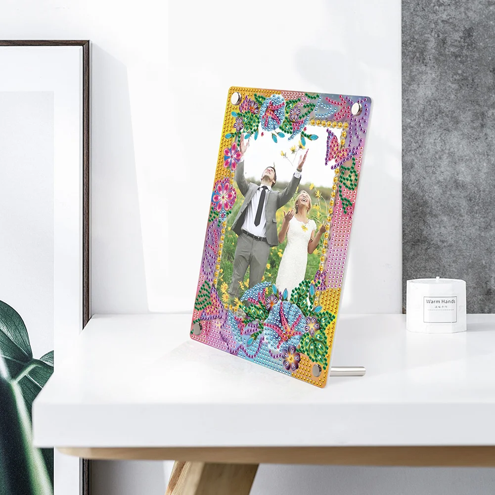 5D DIY Flower Yellow Floral Special Shape Diamond Painting Photo Frame Home Decor