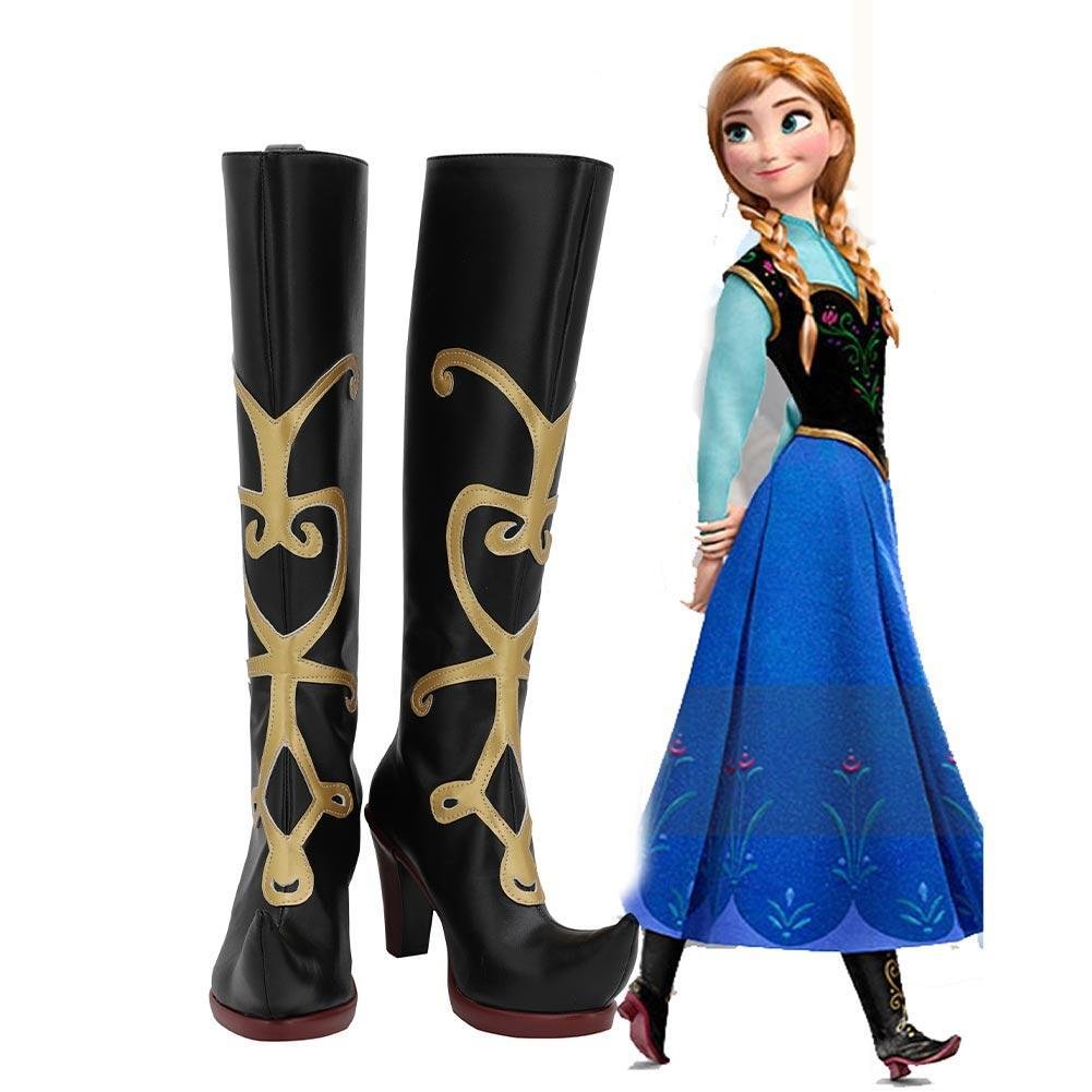 Frozen Snow Princess Anna Boots Halloween Cosplay Shoes