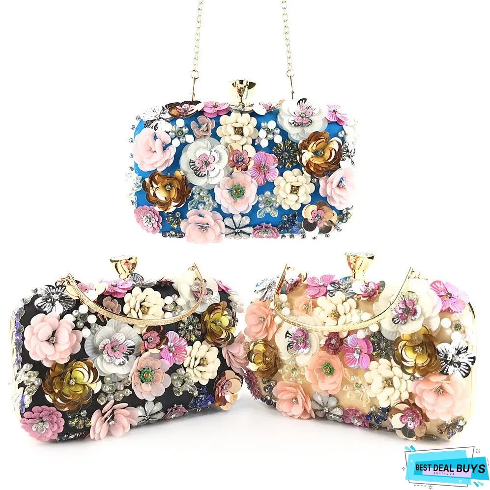 Lady Flower Beaded Banquet Party Clutch Bag Bag2107