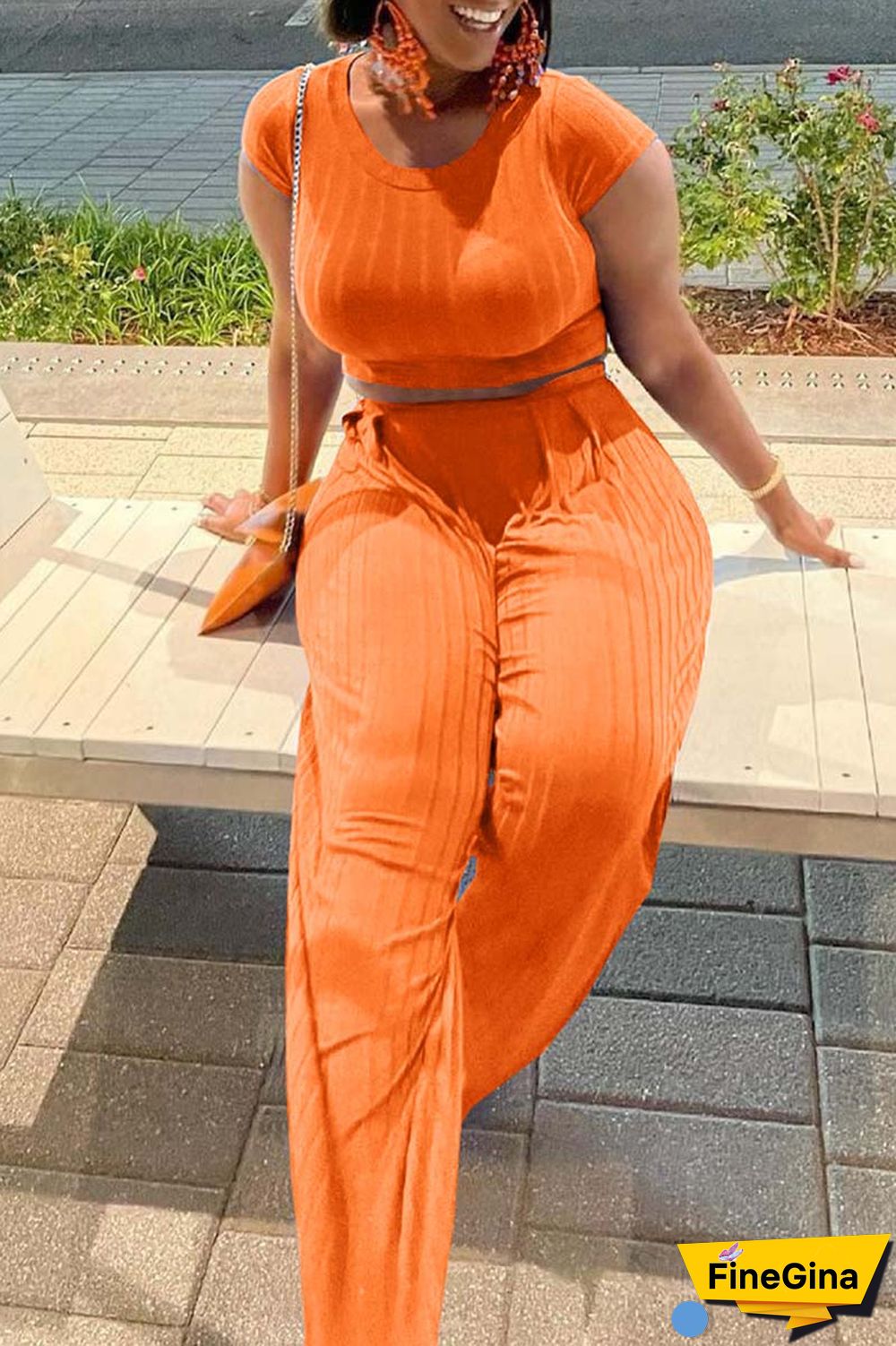 Blue Casual Solid Basic O Neck Short Sleeve Two Pieces