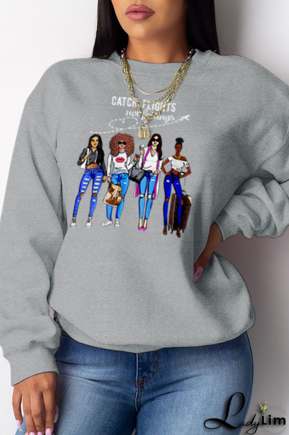 Yellow Fashion Street Print Patchwork O Neck Tops