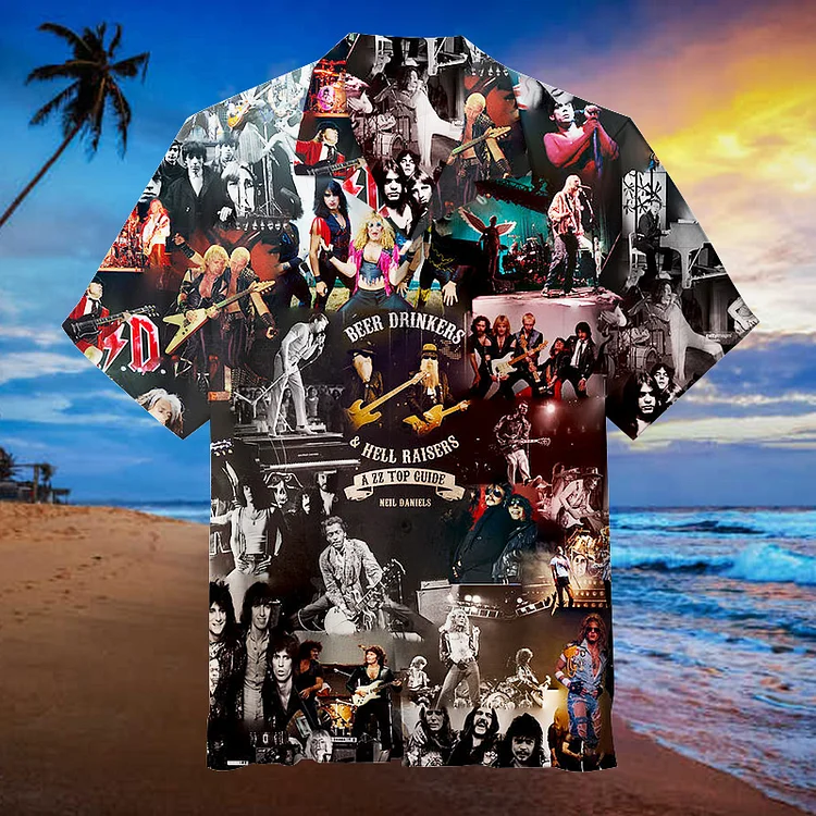 Rock 80s Collage Jigsaw Puzzle | Unisex Hawaiian Shirt