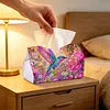 (24cm)Diamond Art Tissue Box DIY PU Napkin Cover for Home Decoration(Bird)