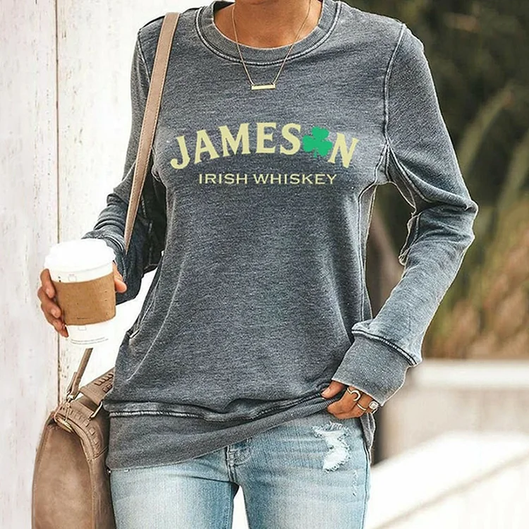 Simpfit Lässiges Sweatshirt für Damen mit Jameson Irish Whiskey-Aufdruck zum St. Patrick's Day