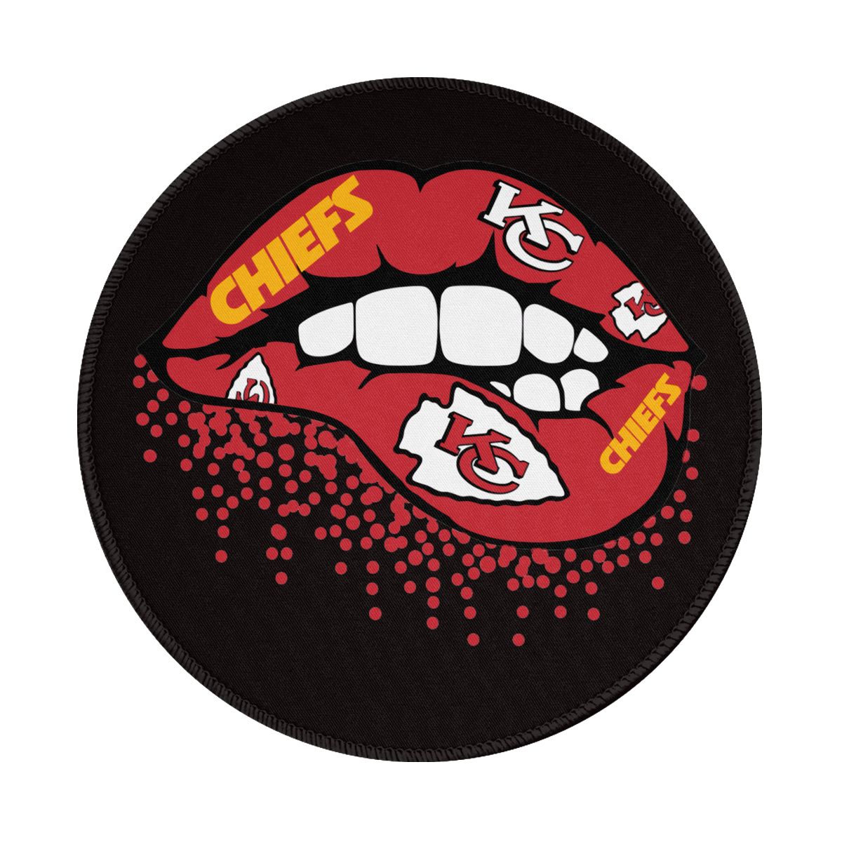 Kansas City Chiefs Lips Logo Waterproof Round Mouse Pad for Wireless Mouse