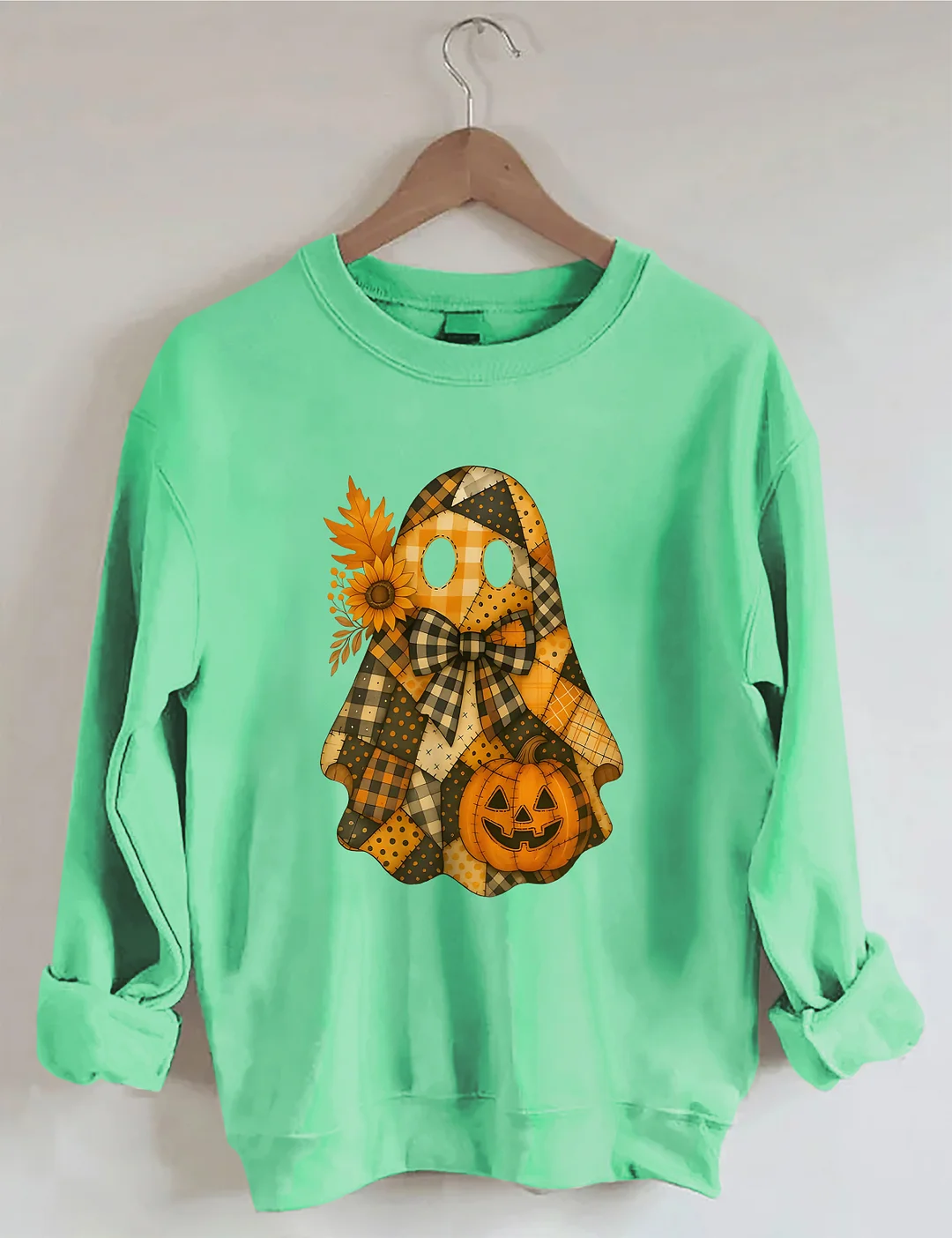 Retro Splicing Cute Ghosts And Pumpkins Sweatshirt
