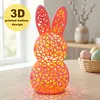 Easter Bunny Night Light 3D Printed LED Cute Rabbit Lamp Lighted Hollow Out Bunny Figurine Easter Gifts Kawaii Room Decor (5PCS)